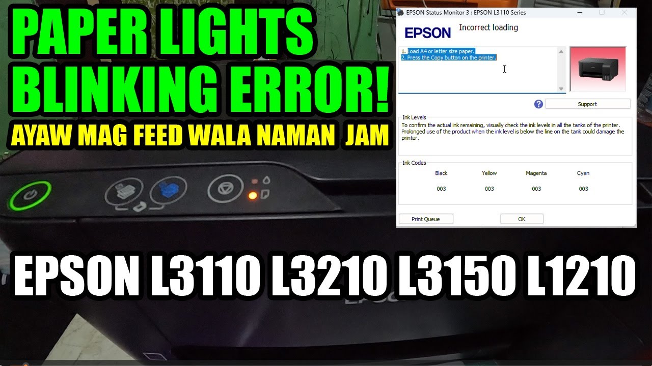 Nakalas ang spring ng paper sensor, Incorrect paper loading | paper jam L3210 & similar models.