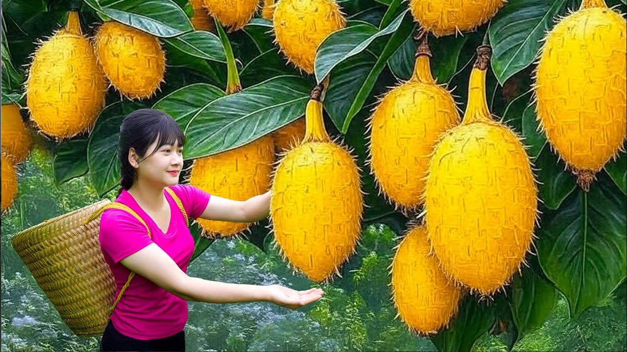 Harvesting 1000 kg of Wild Rattan in the Forest, To Sell - We Cook Dried Meat With Bitter Melon