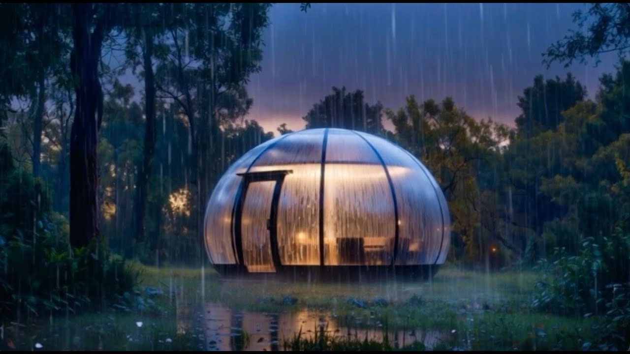 Accogliente Bubble Room nel bosco, Pioggia e Temporale per dormire profondamente ASMR white noise
