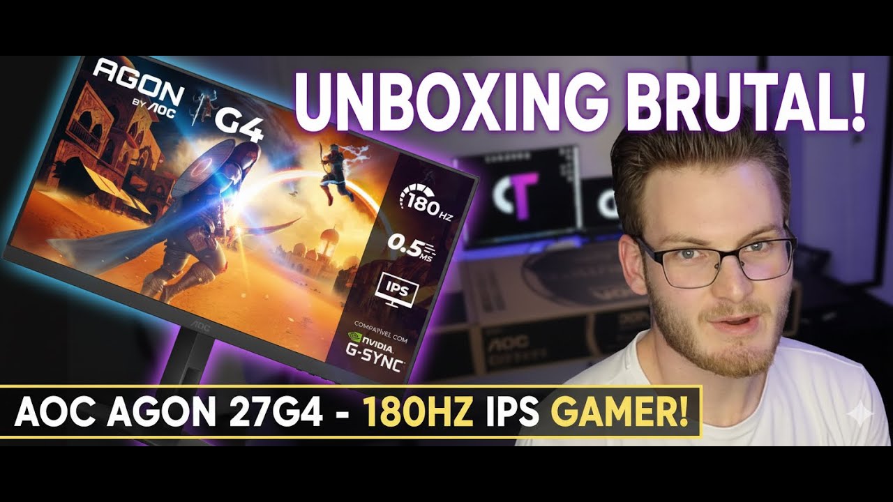 MONITOR AOC 27 POLEGADAS 180HZ: UNBOXING! Minhas Primeiras Impressões desse Monitor Gamer!
