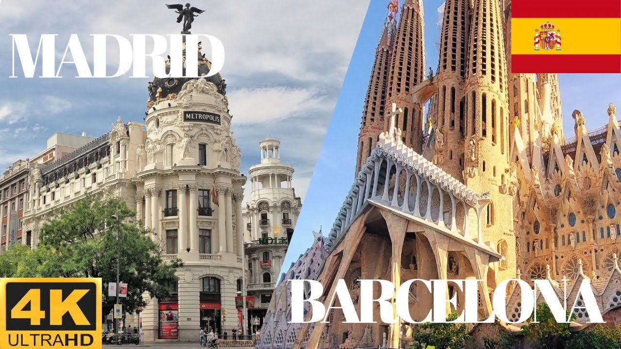 Madrid and Barcelona in 4 Days, 4K Ambient Sound with subtitles.