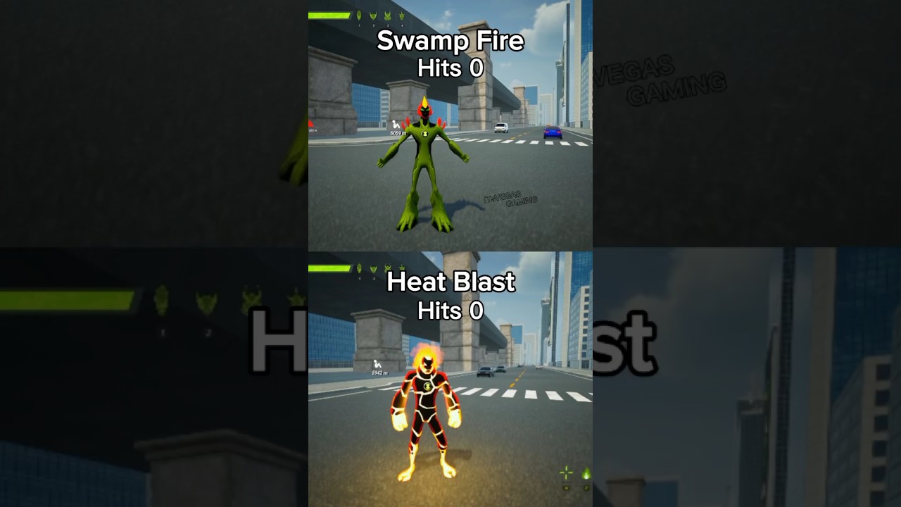 Swamp Fire Vs Heat Blast Damage Test💥 #ben10 #ben10game
