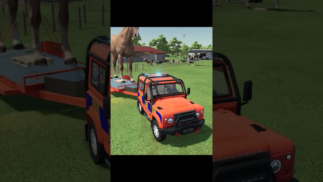 POLICE CAR ! TRANSPORTING HORSE WITH POLICE CAR ! Farming Simulator 22
