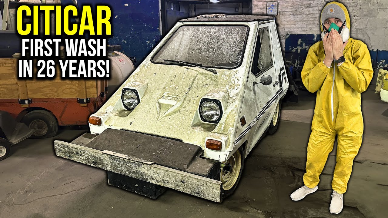 Первая мойка за 26 лет: БРОШЕННЫЙ электромобиль CITICAR | Удовлетворительная реставрация автомоби...