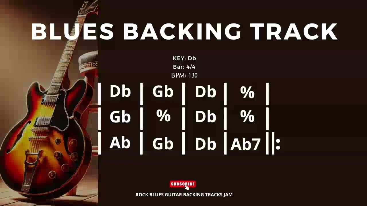 Shuffle Blues Backing Track in Db 130 BPM