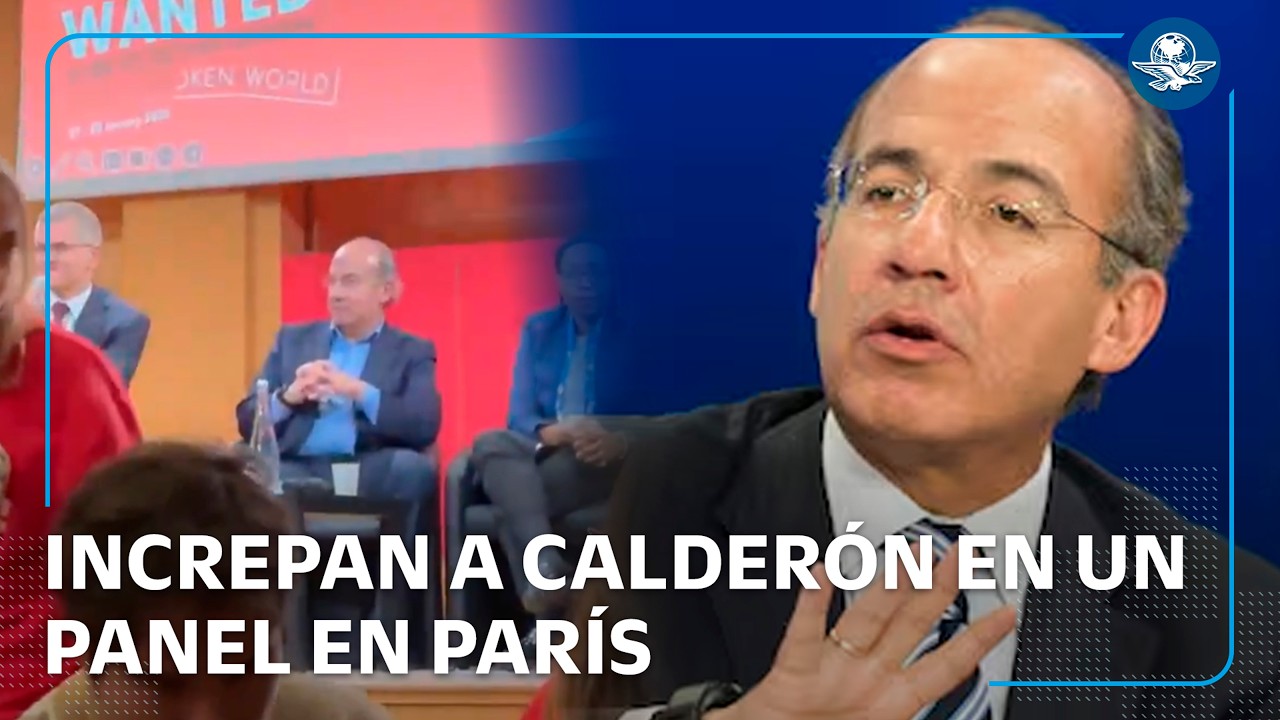 Le gritan “¡asesino!” a Felipe Calderón en un panel en París
