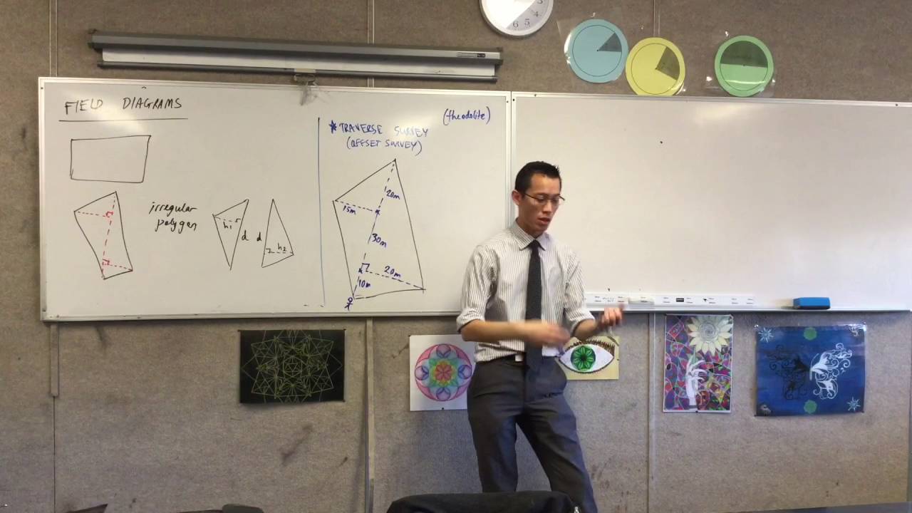 Field Diagrams (2 of 5: Doing a Traverse Survey to approximate the area of a field)