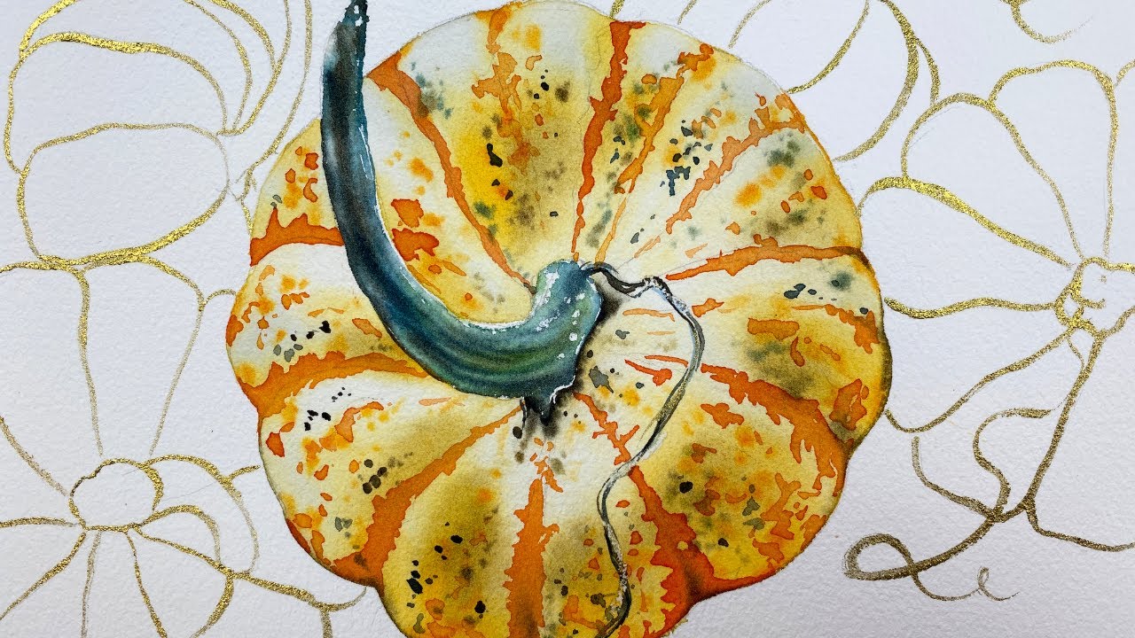 Fall project II - How to paint a simple pumpkin in watercolor