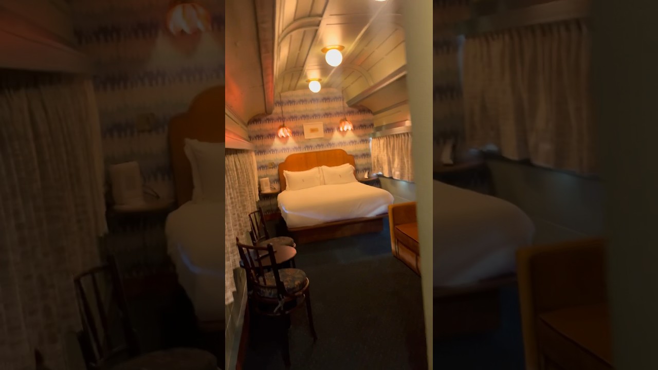 Take a peek inside the sleeper train hotel room! #travel #traintravel #trainvideo #roomtour #vintage
