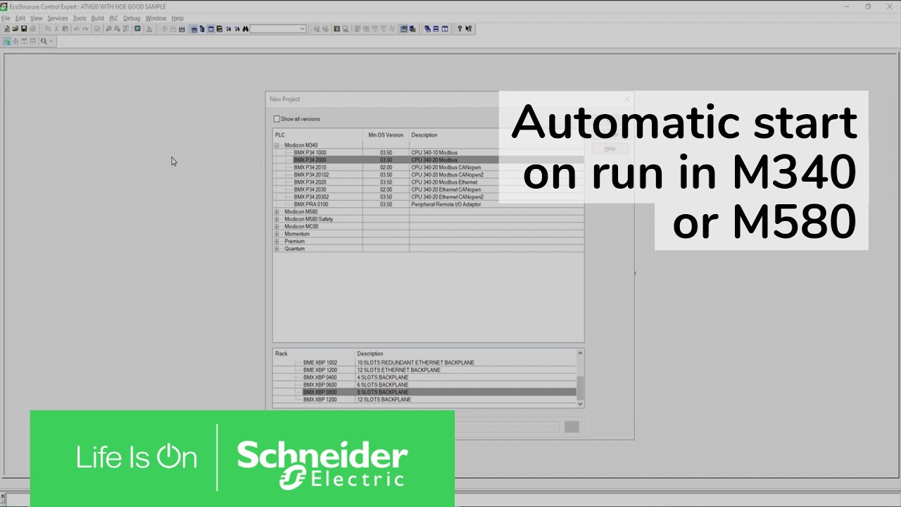 Setup Automatic start in Run for M340 or M580 | Schneider Electric