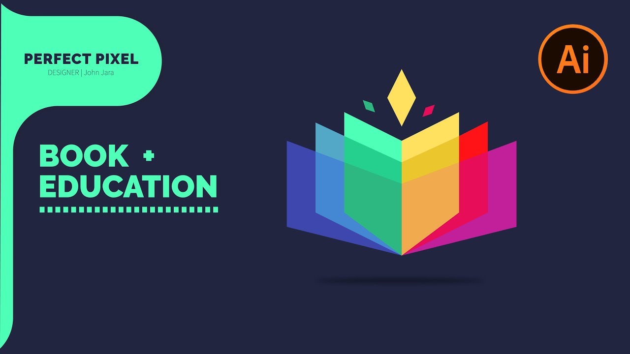Book + Education Logo Design In Adobe Illustrator CC