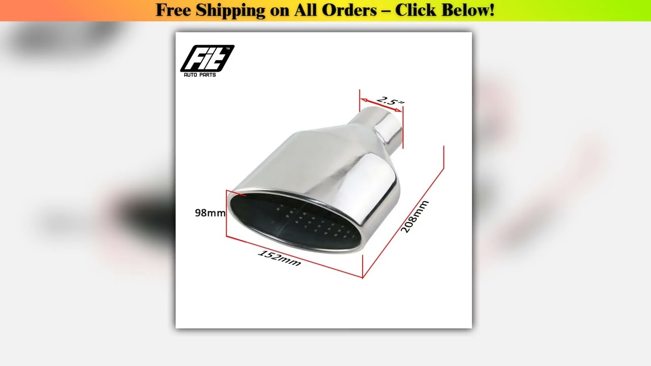 1PCS Oval Exhaust Tip Universal Car Slant tailpipes Stainless Steel Polish muffler End Pipe for