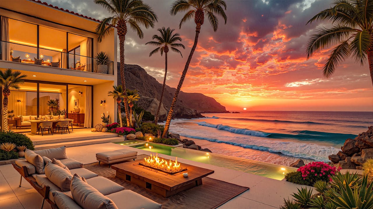 Cozy Jazz On A Luxurious Beachfront Balcony - Gentle Jazz Music Harmonizing With The Ocean Waves