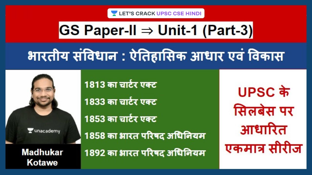 Indian Constitution | Foundation & Development | GS Paper 2 | Unit 1 | Part 3 | UPSC CSE/IAS 2021