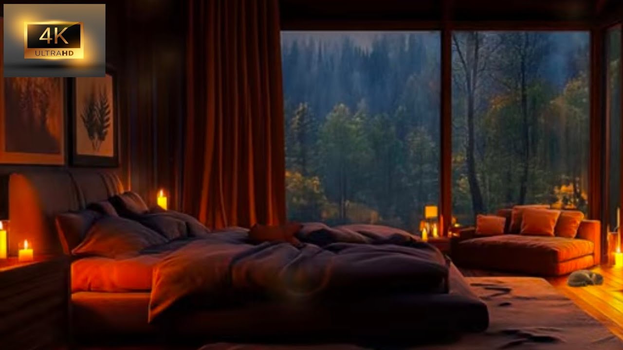 Deep Sleep in a Cozy Bedroom 🌧️ Rain and Piano Music for Instant Relaxation