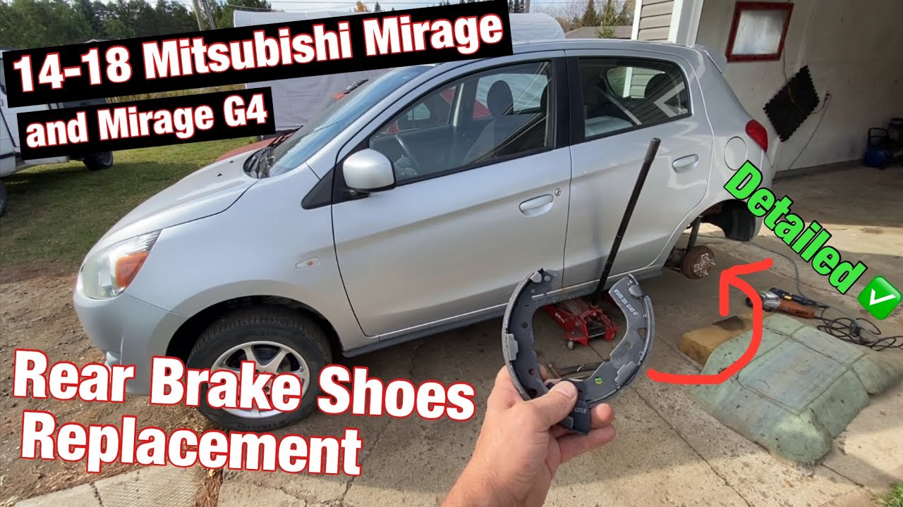 14-18 Mitsubishi Mirage rear brake shoe replacement (DIY Mirage G4 rear brakes)