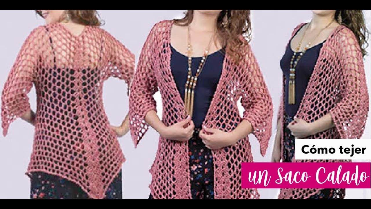 🌺🌺 Cómo tejer este Cardigan o Saco Calado - Muy Fácil y Rápido - Yo Tejo con Laura Cepeda 🌺🌺