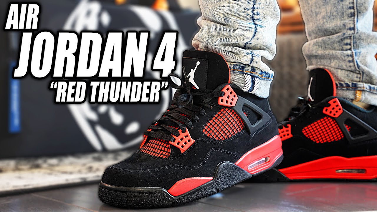 Air Jordan 4 Red Thunder Review and On Foot in 4K