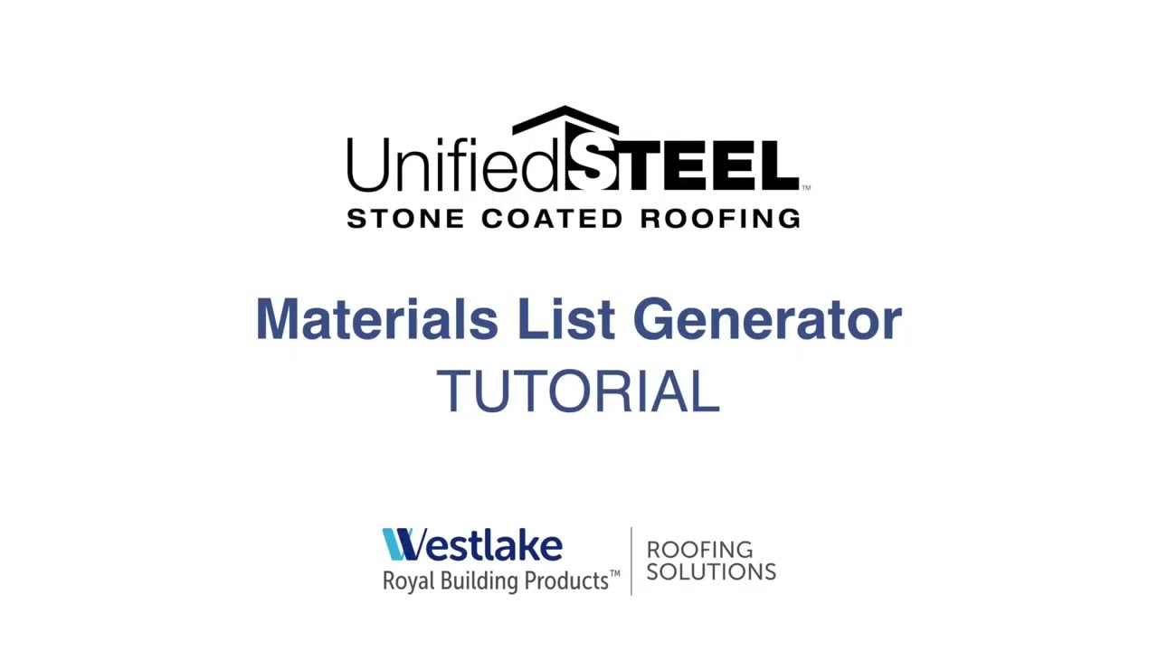 Unified Steel - Material List Generator Tutorial - English