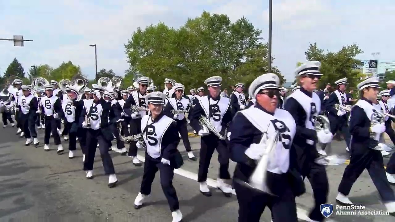 Penn State-Kent State Blue Band march to the stadium