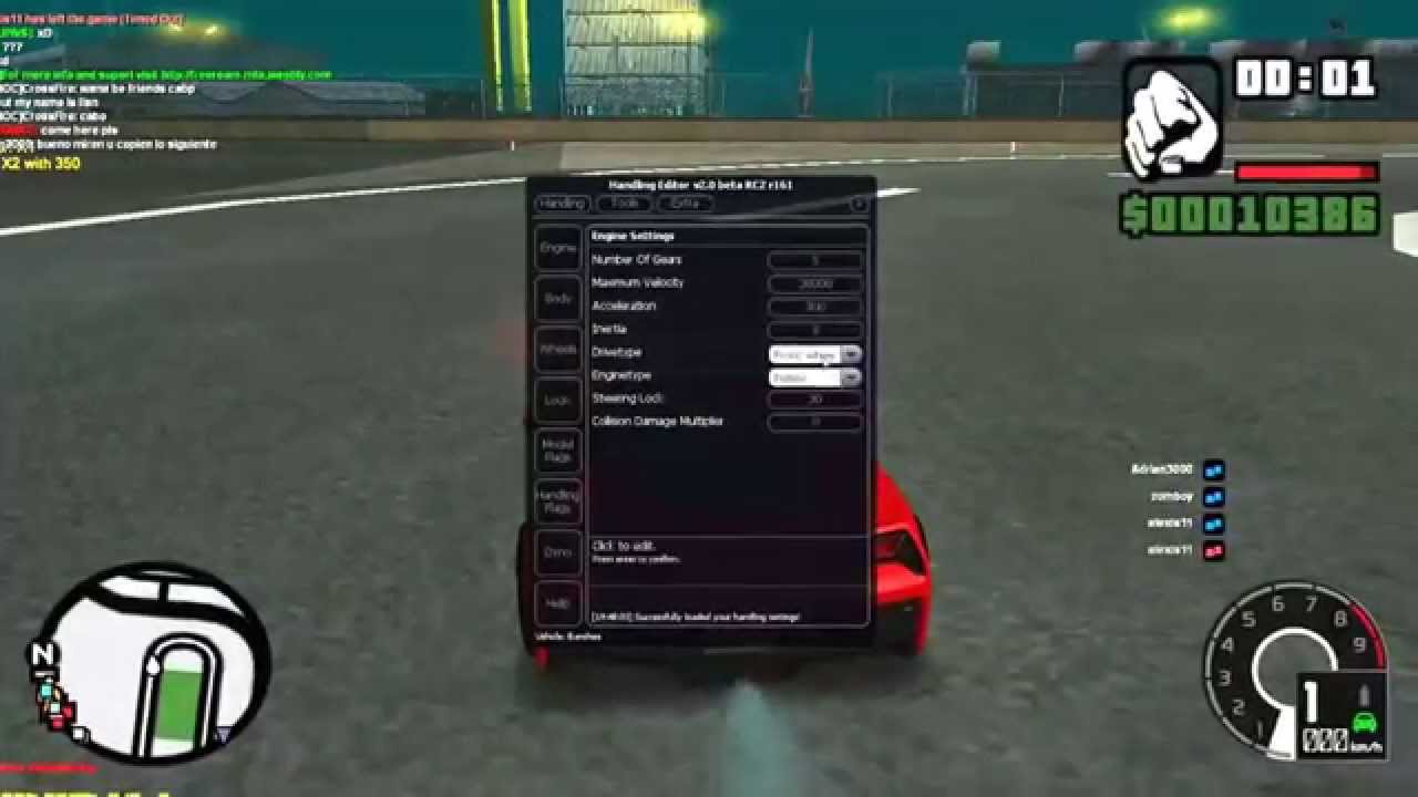 Como poner handling de carro rapido en mta sa sin descargar nada