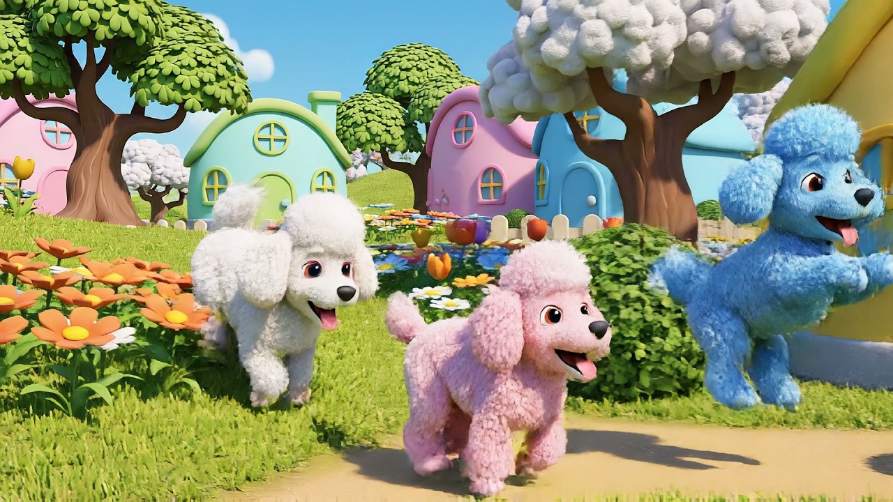Cinco Cachorros Wiggly Wiggle Wiggle | Canciones de Mascotas y Rimas para Niños