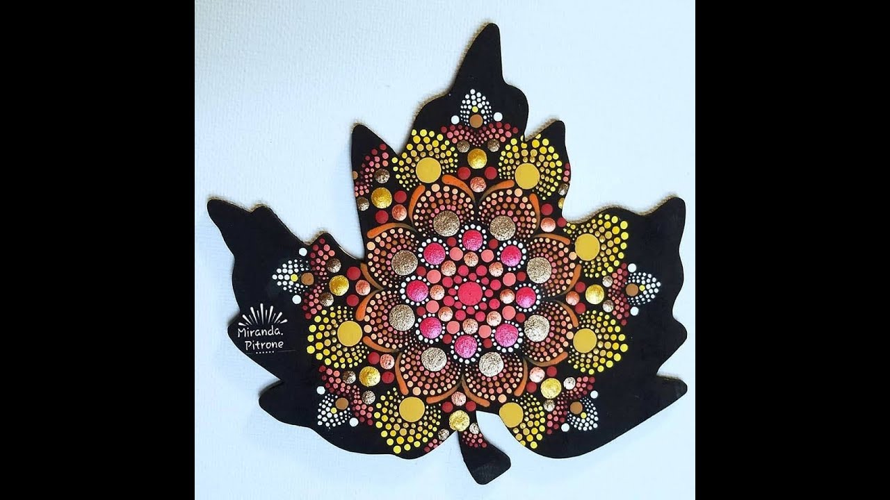How to paint a dot art Fall Leaf Mandala - Dot Art Painting by MirandaPitrone