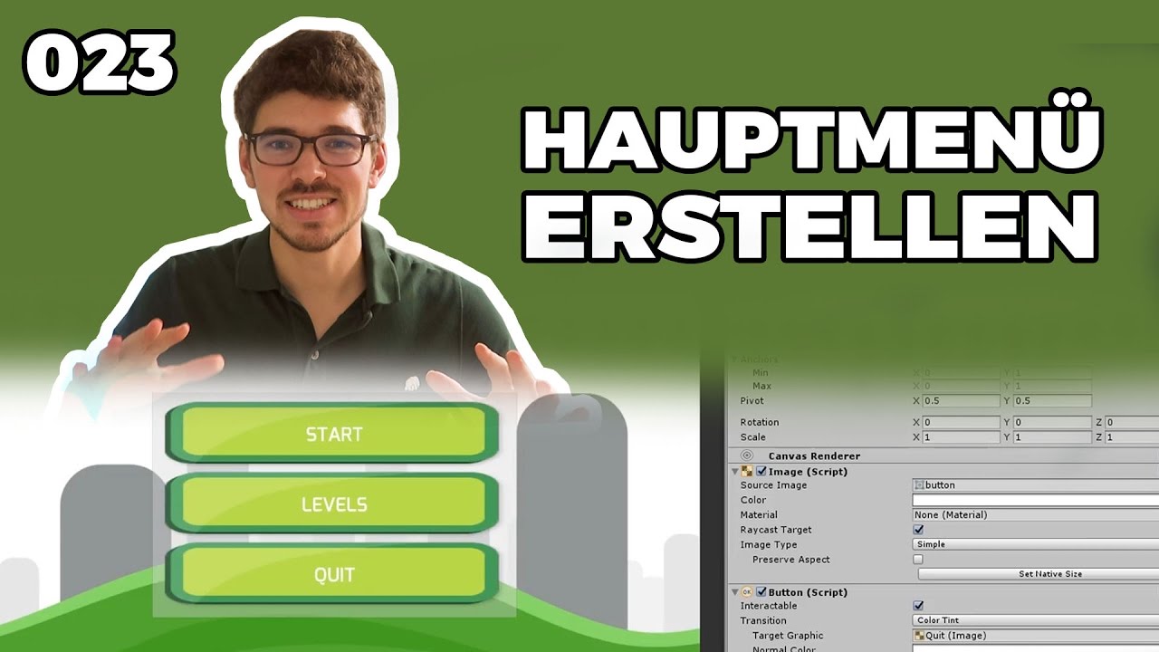 [023] Unity JUMP AND RUN - Hauptmenü erstellen - Unity UI - Canvas - Deutsch/German