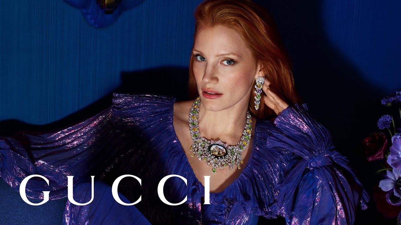 Jessica Chastain in the Gucci High Jewelry Campaign