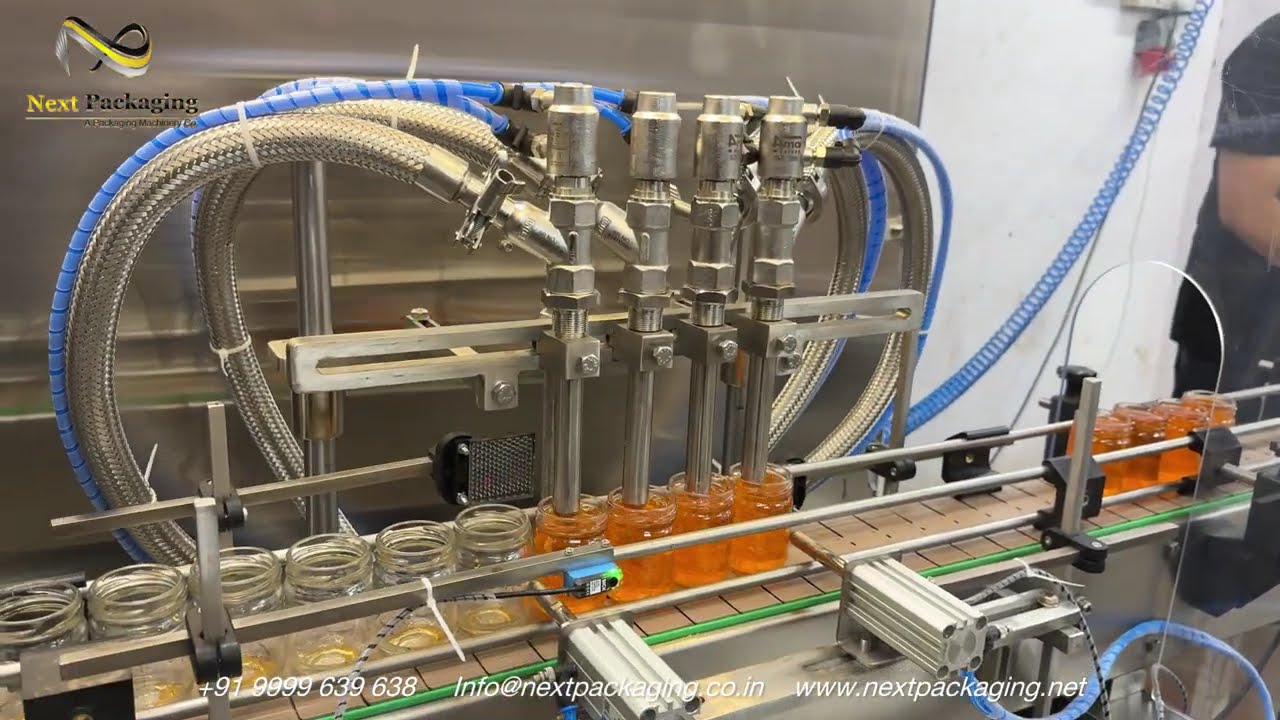 Automatic 4 Head Servo Gear Pump Liquid Filling Machine | 100ml&ndash;1000ml Ghee & Oil Filling