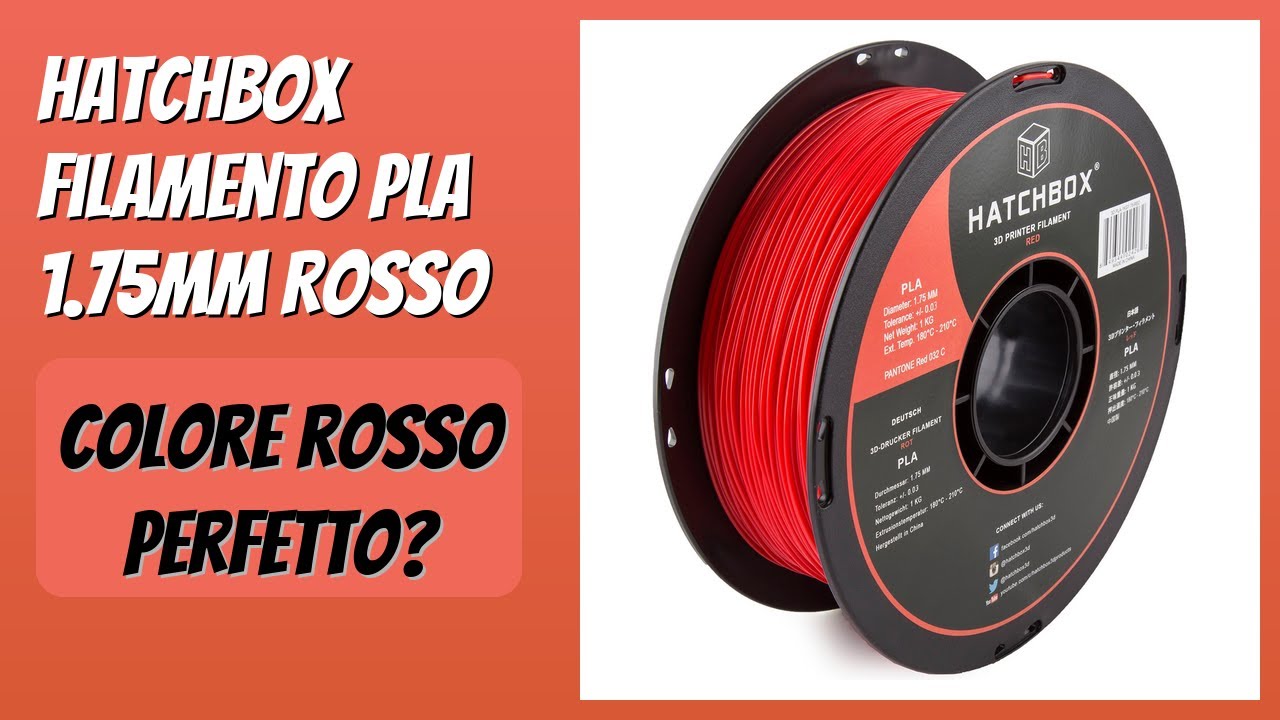 RECENSIONE (2026) : HATCHBOX Filamento PLA 1.75mm Rosso. DETTAGLI