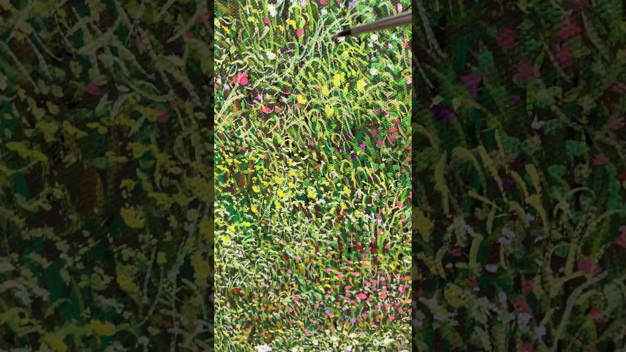 So kannst du realistisch und impressionistisch eine frei erfundene Wiese￼ malen.