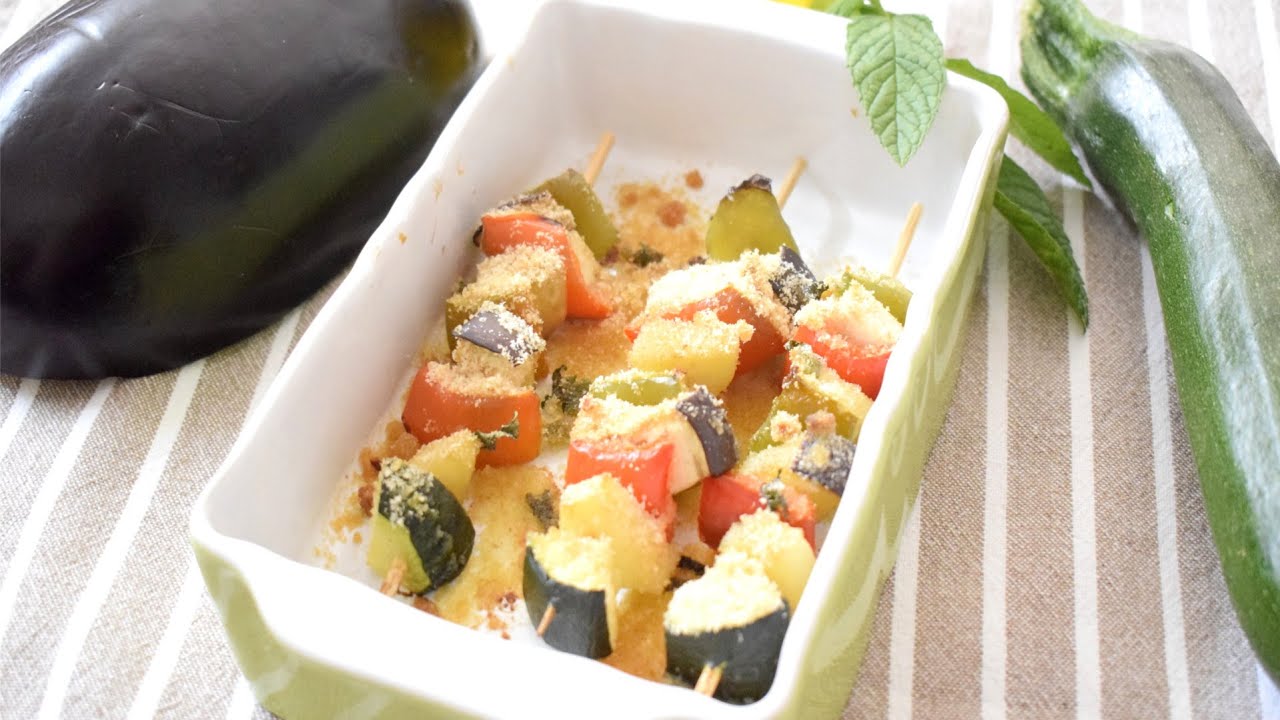 SPIEDINI DI VERDURE GRATINATE AL FORNO AL PROFUMO DI MENTA