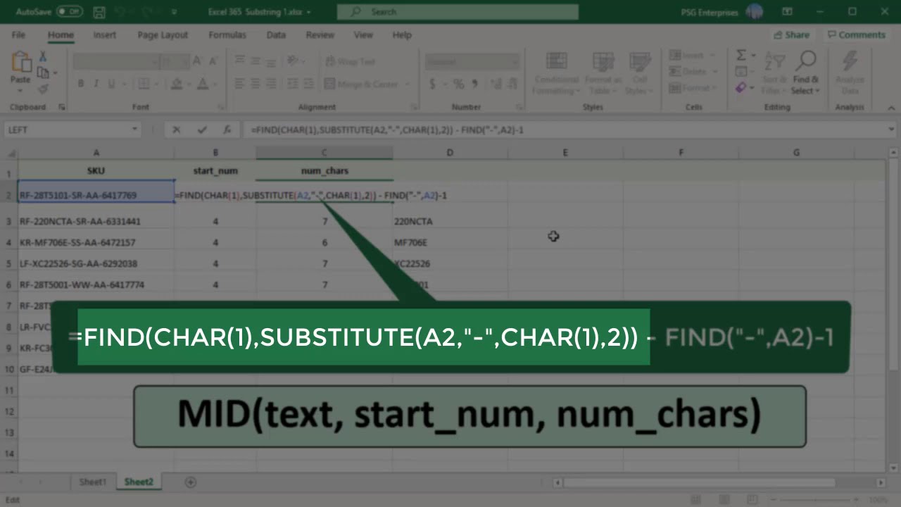 Extract Text between 1st and 2nd occurrences of the same character in Excel - Office 365