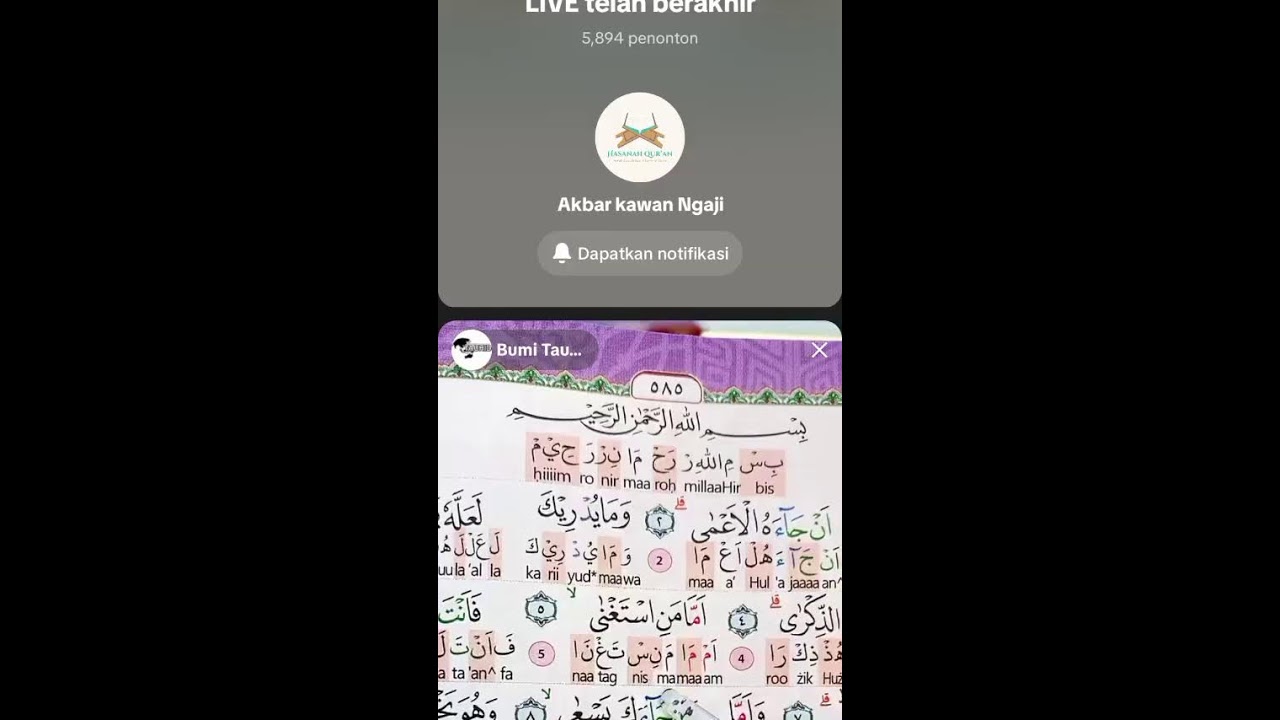 BELAJAR QURAN DAN TAHSIN LIVE