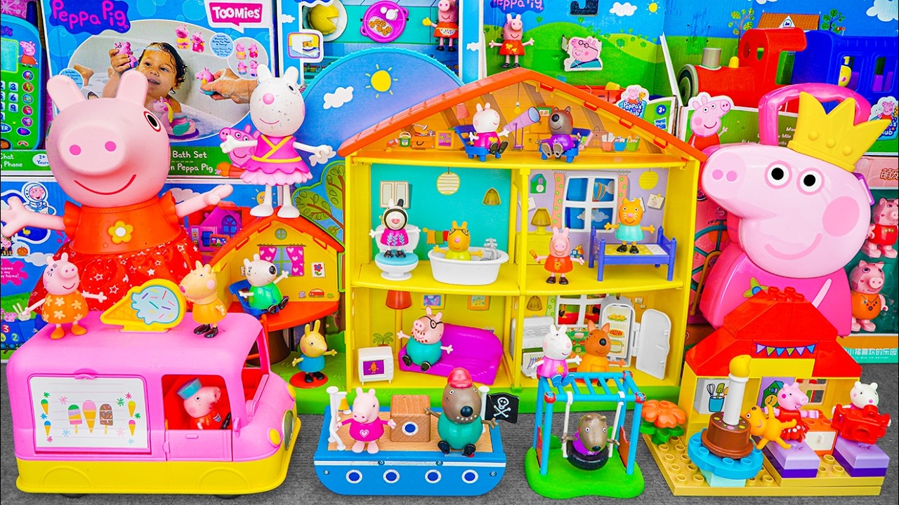 Toy ASMR | 62 Minutes Satisfying Unboxing Cute Peppa Pig Yellow Family House Playground