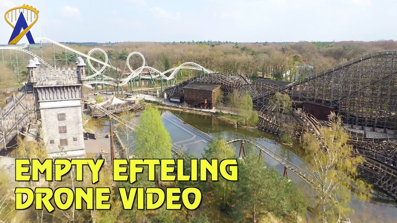 Drone Views of Empty Efteling Theme Park in Holland