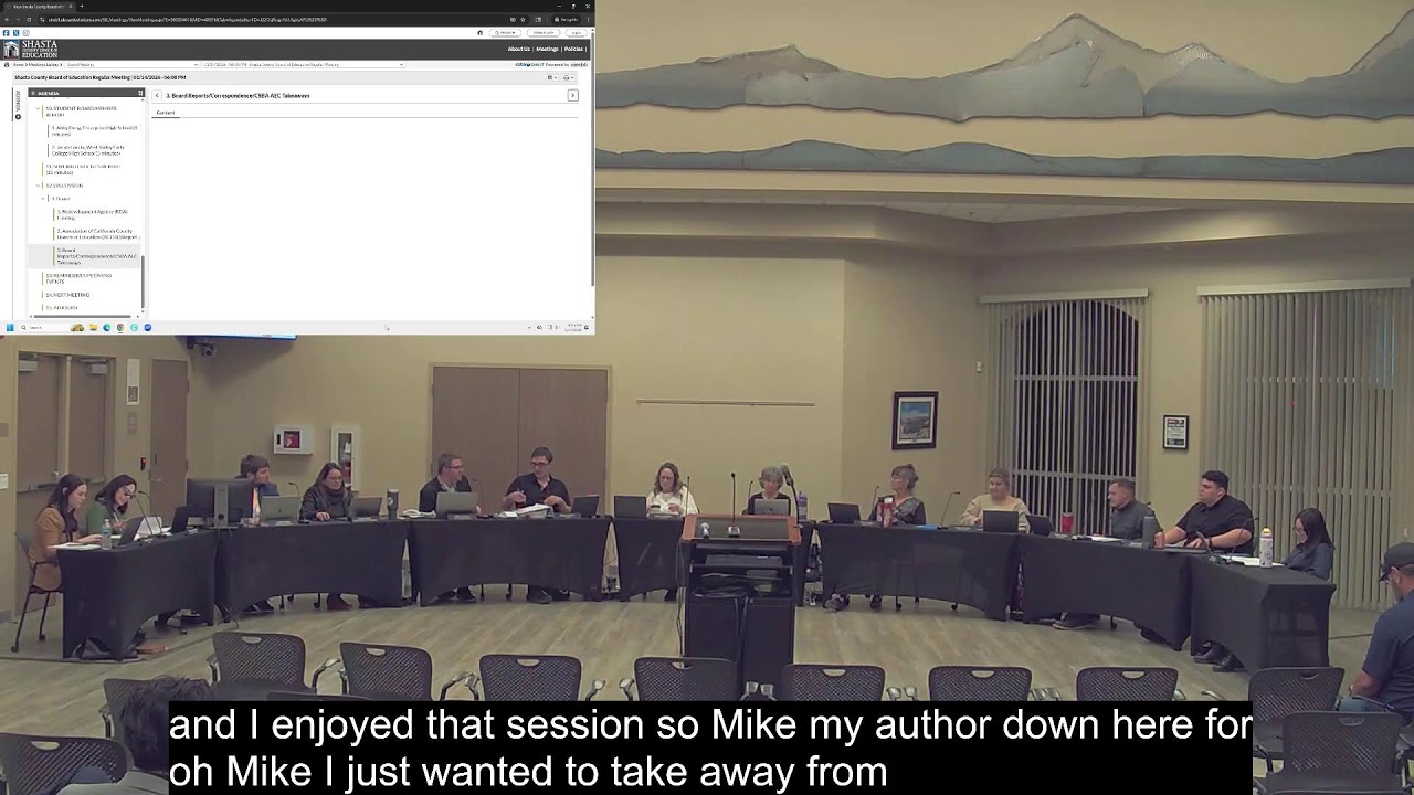 Shasta County Board of Education Regular Meeting - January 14, 2026