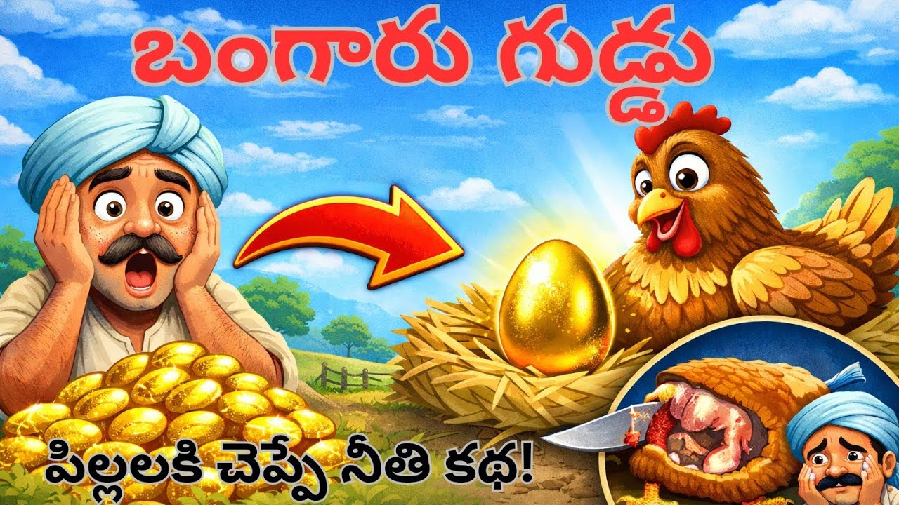 🐔 బంగారు గుడ్లు పెట్టే కోడి||Telugu Stories for Kids | బంగారు గుడ్డు | Golden Egg | Telugu Kathalu 