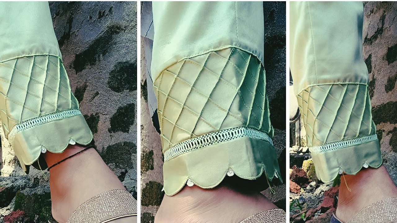 Palazzo pant के खूबसूरत design Joint Lace और cutwork के साथ banaye/trouser design @Design_with_sana