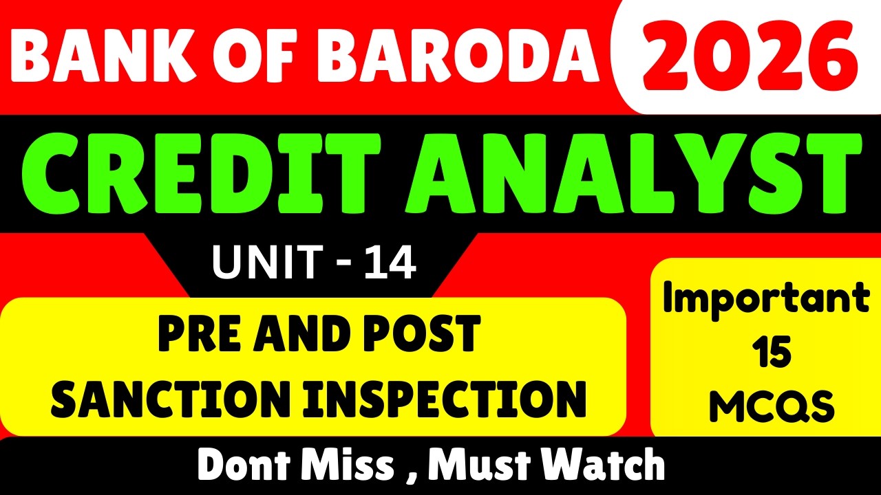 Pre and Post Sanction Inspection MCQS | BOB 2026 Credit Analyst pdf Notes | BOB Credit Analyst Mock