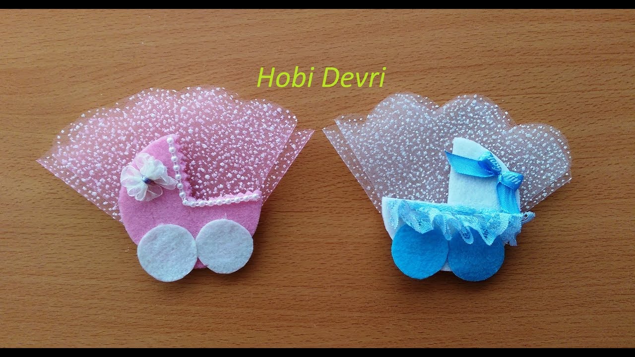 Making baby carriage as a souvenir from felt,Baby Shower-Keçeden Bebek Arabası,Hediyelik Yapımı