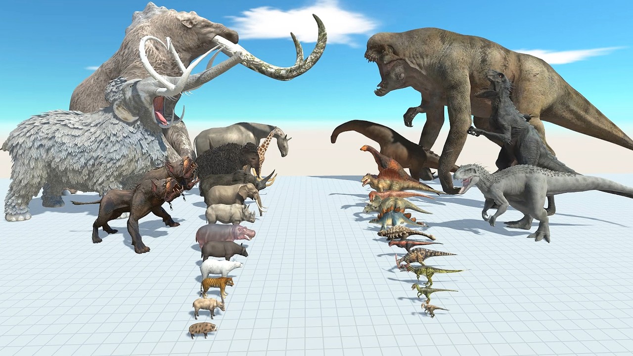 Dinosaurs vs Mammals Battle: Who is the true king of the arena?- Animal Revolt Battle Simulator