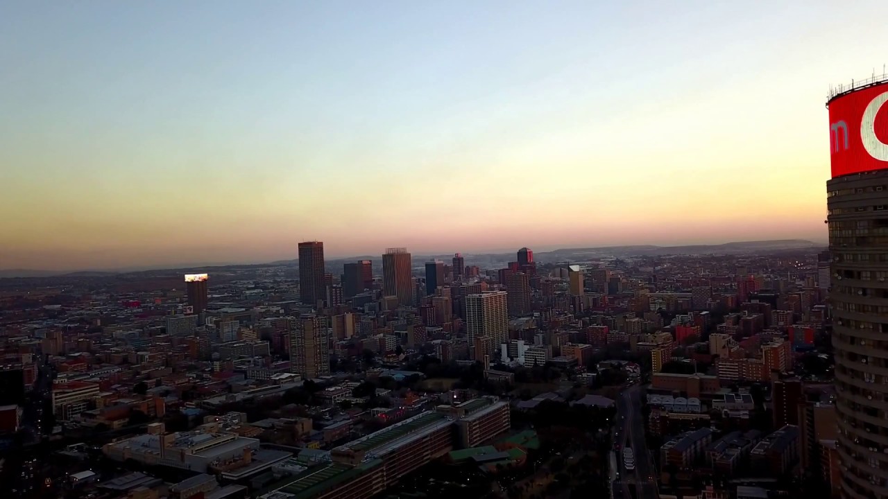 Ponte City Apartments at Sunset (4K Drone Footage)