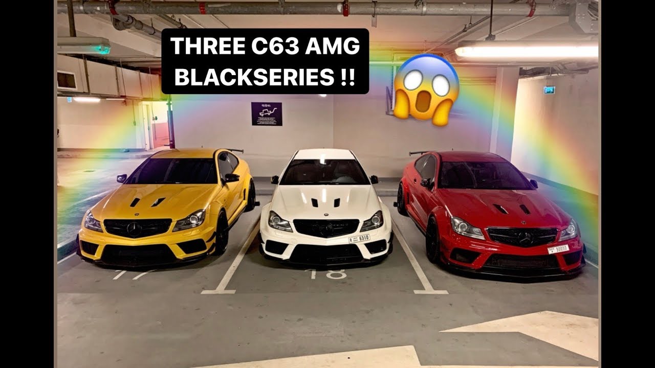 THREE AMAZING C63 AMG BLACKSERIES!! (DRIVES AND REVVS) DUBAI 2019
