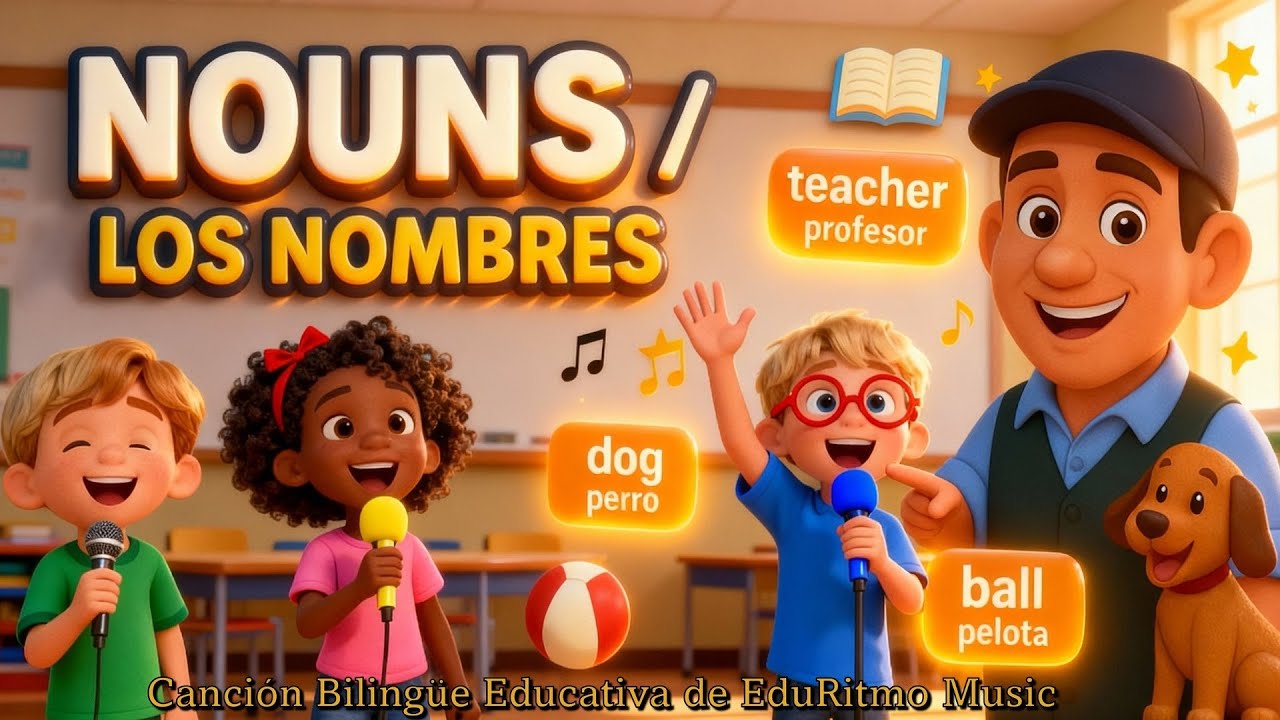 Nouns en Inglés para Niños | Canción Bilingüe Educativa | EduRitmo Music 🎵
