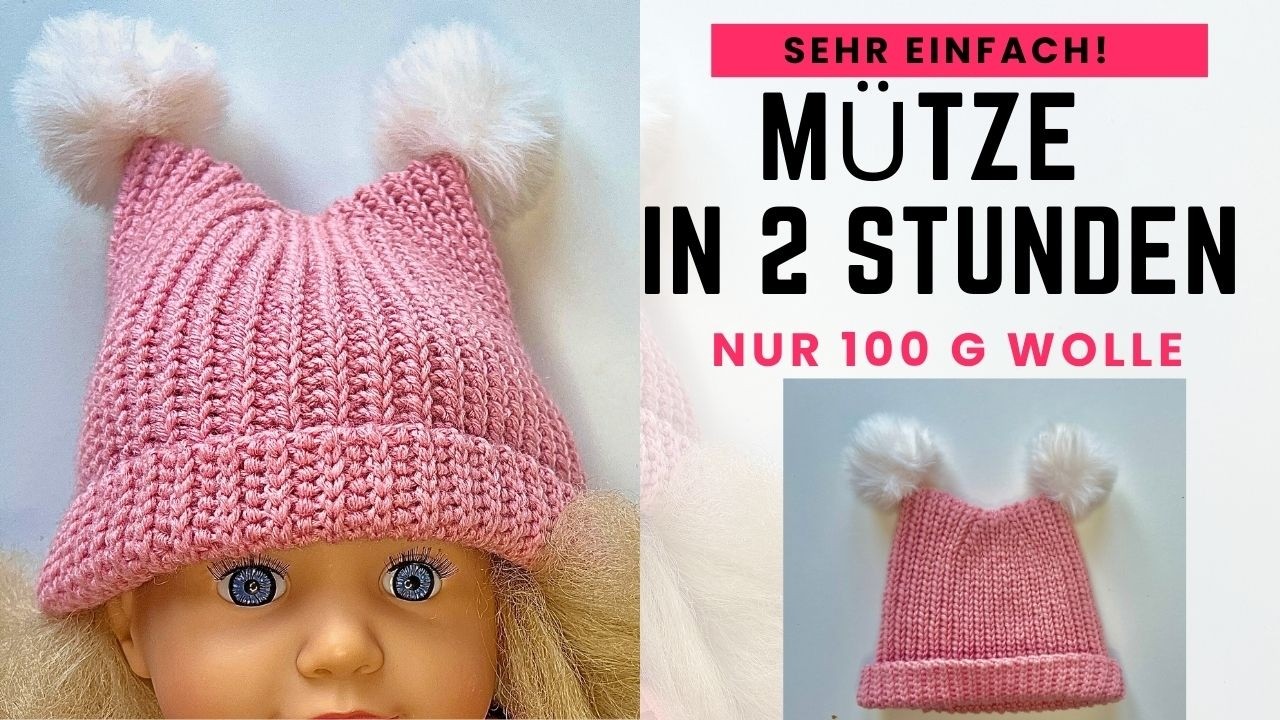 Eichhörnchen Mütze häkeln für Kinder (Gr. 50-52)❤️🧶 | Häkelanleitung für Anfänger | nur 100g Wolle🐰