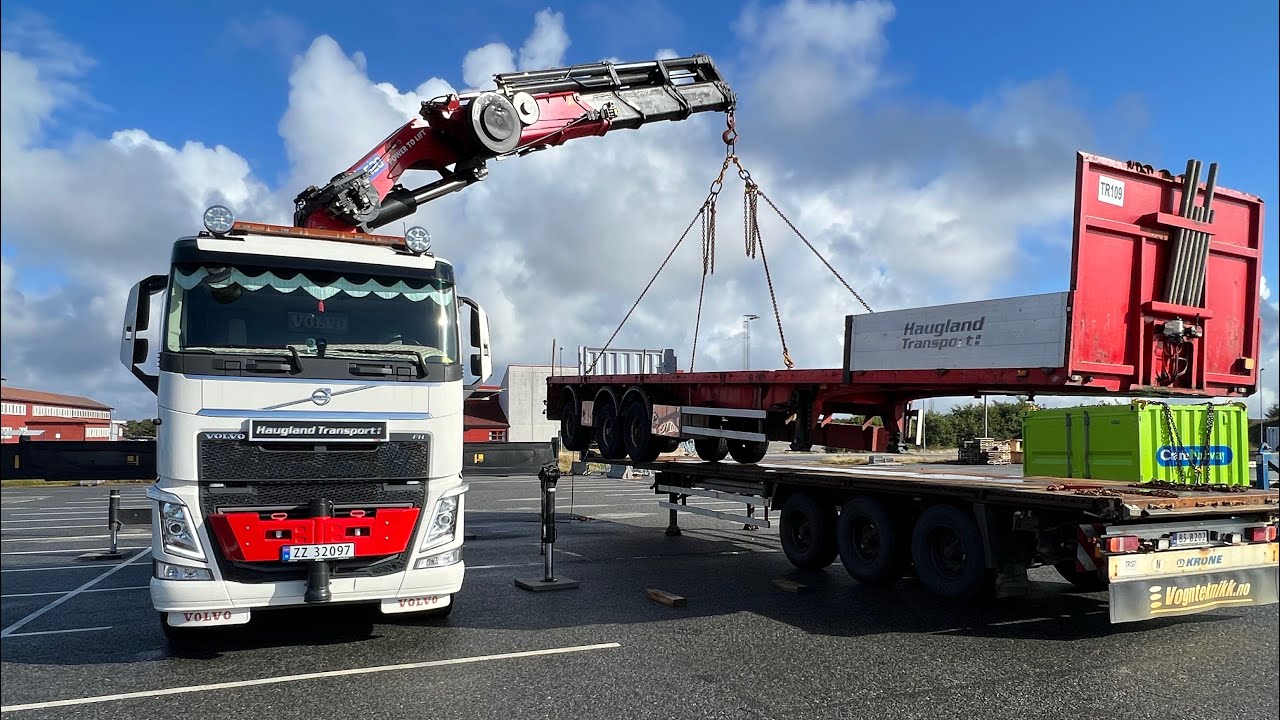 Lasting med lastebilkran. Loading «J tube» with lorry crane. Volvo Fh4. HMF 9520.​#crane #cranework