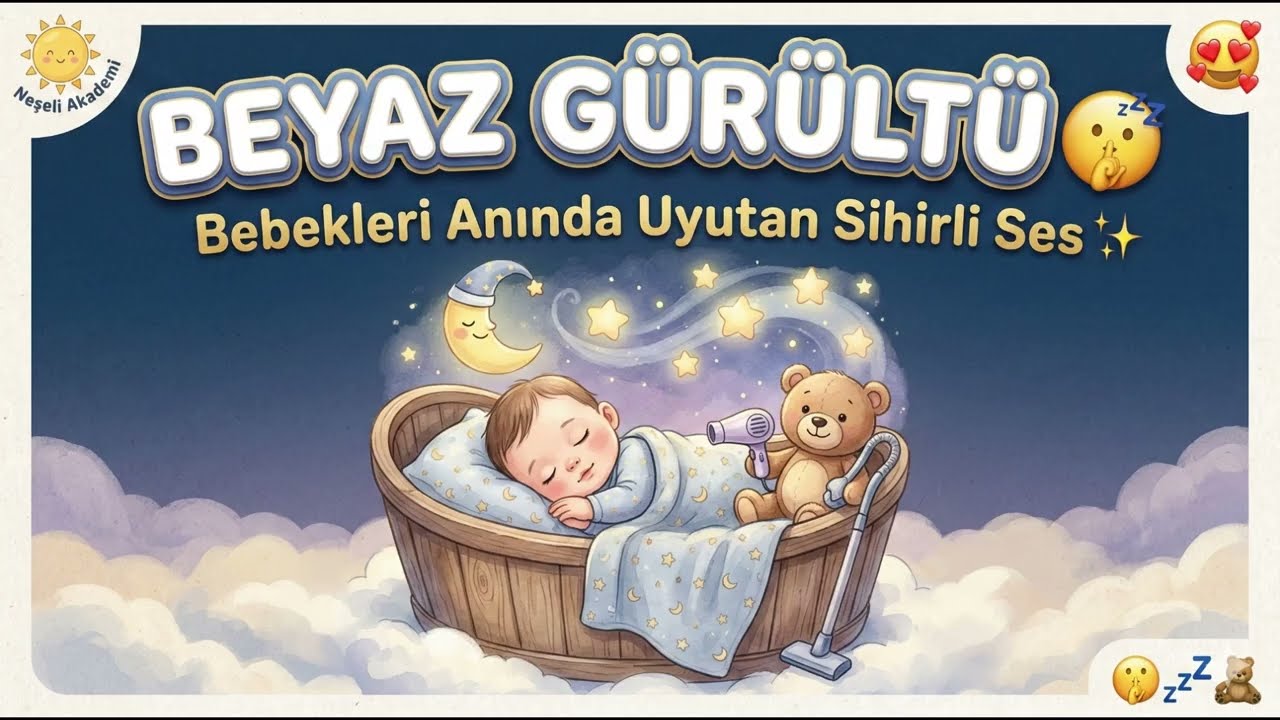 BEYAZ GÜRÜLTÜ👼 (reklamsız 1 saat) Kolik bebek sesi