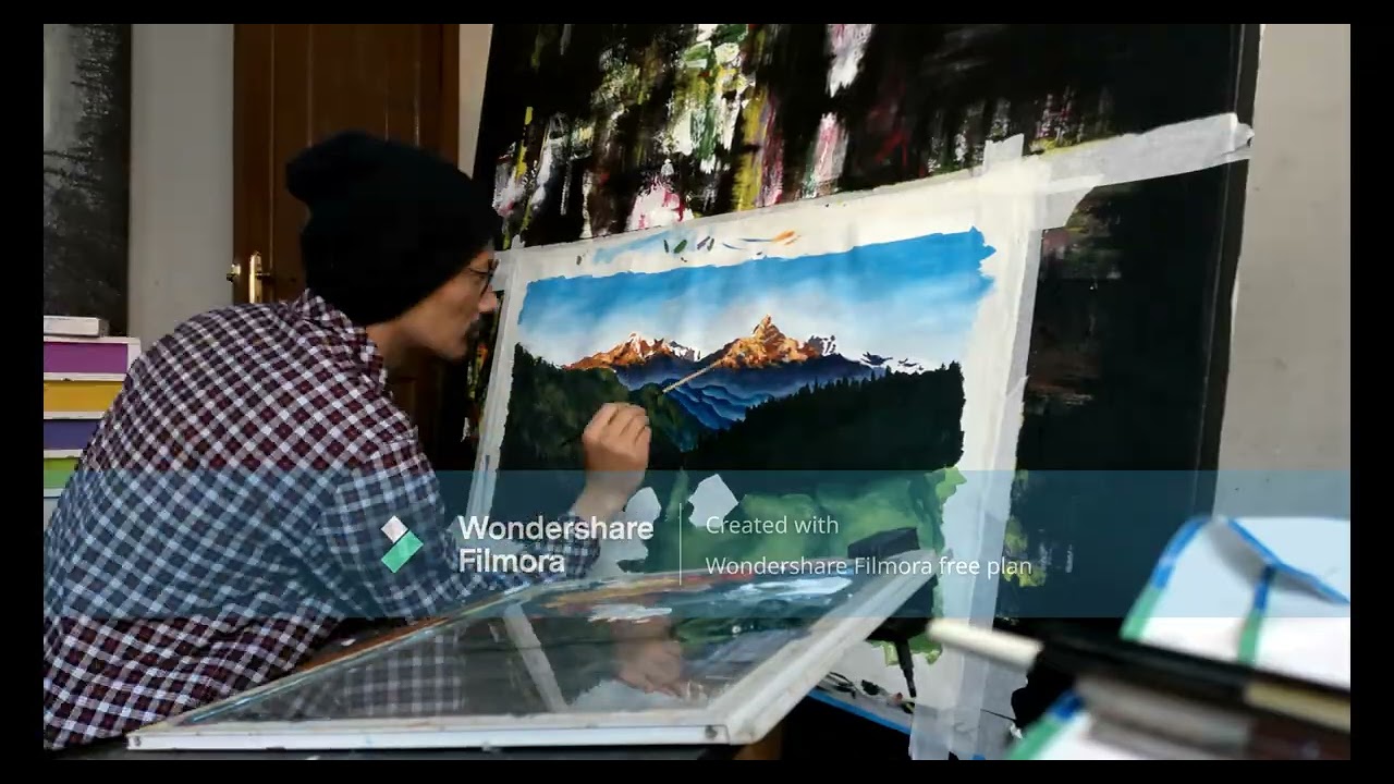 Making of Mt. Machhapuchhare painting